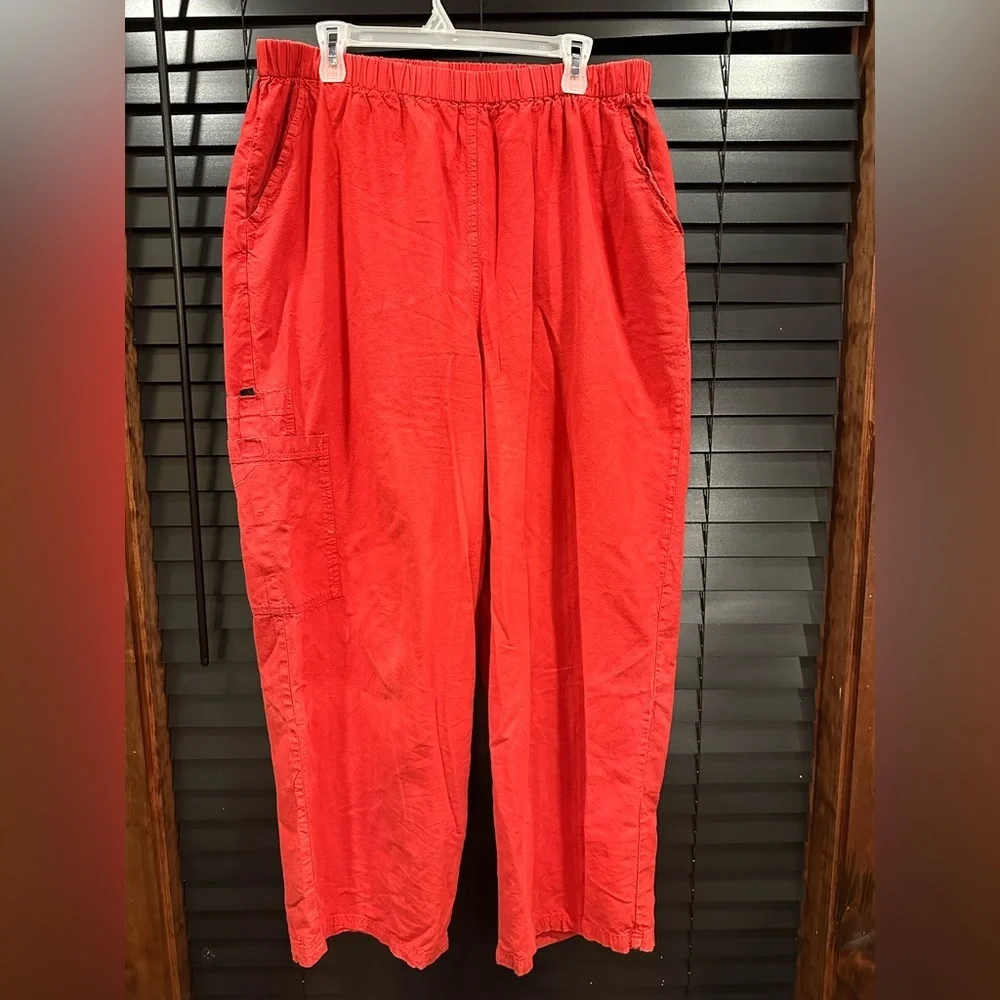 CaRáN New York Red Cotton Cargo Pants Plus Size 1X Coastal Boho Minimalist